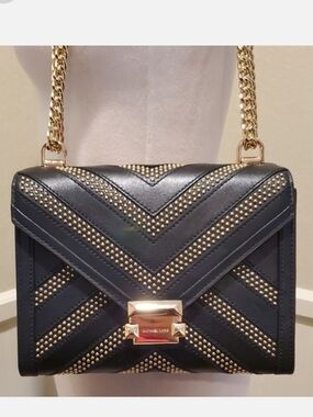 Michael Kors Chevron Studded Whitney Shoulder Bag